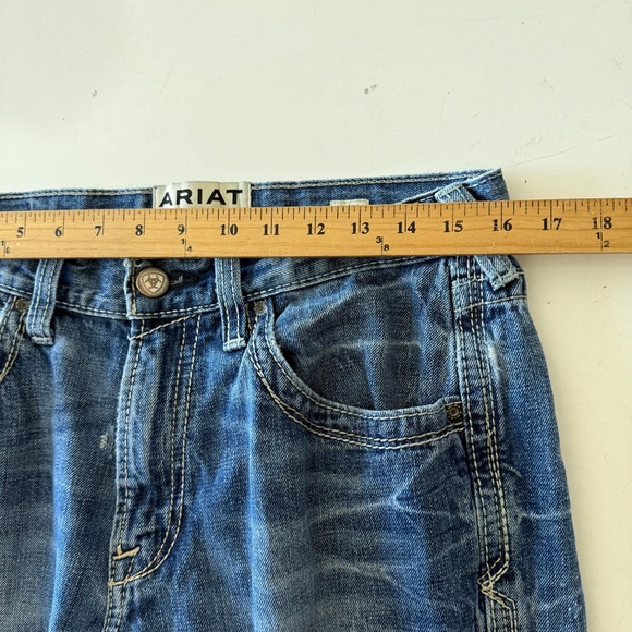 Ariat M5 Straight Fit Distressed Western Denim Work Jeans Mens 32 x 36 - Picture 7 of 12